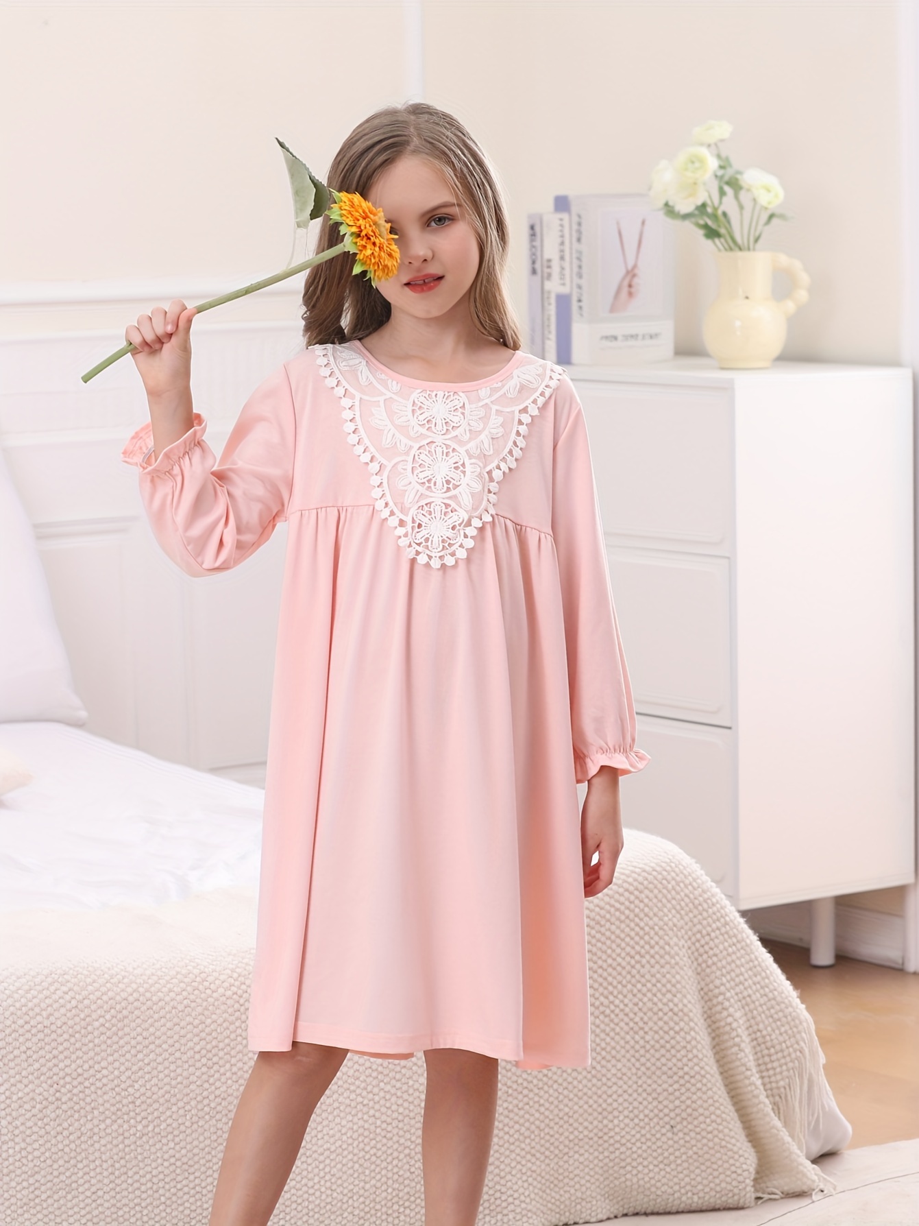 Girls Nightshirt Dress Button Nightgown Short Sleeve - Temu Canada
