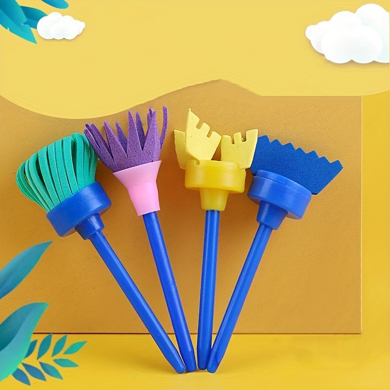 Kids paint brushes 4pcs Toddler Paint Brushes Plastic Handle Nylon