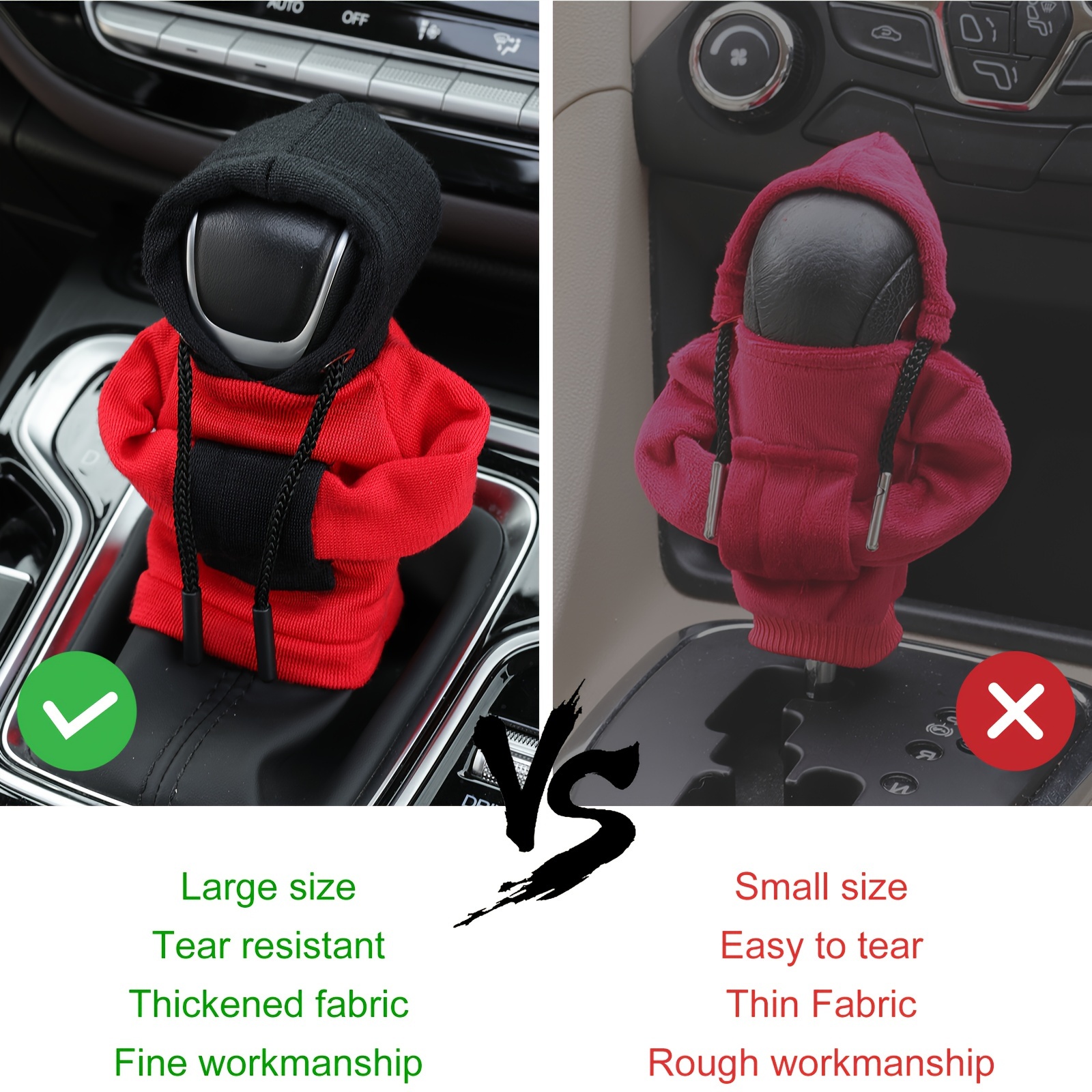 Large Size Universal Car Gear Shift Cover Hoodie, Hooded Sweatshirt for Auto Gear Stick Shifter Knob, Interior Accessories Decor Christmas Gifts