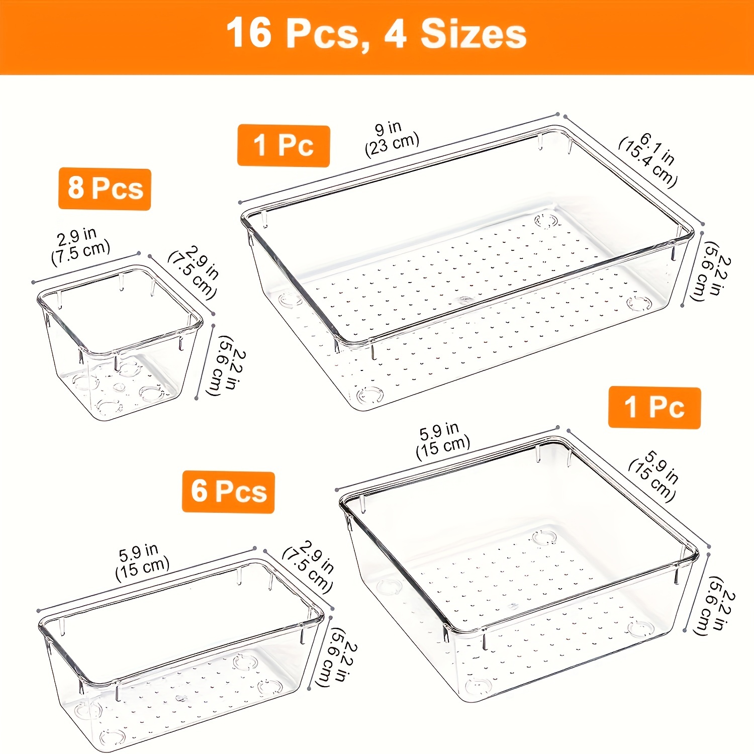 Desk Drawer Organizer Tray with Adjustable Dividers, Multi-Drawers for  Makeups, Utensil, Pens, Flatware and Junks - Set of 4 (2 Large + 2 Small)  10.24