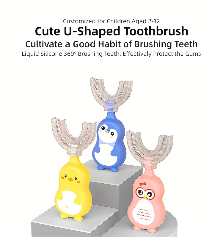 1pc cartoon u shaped toothbrush soft toothbrush cartoon toothbrush details 0