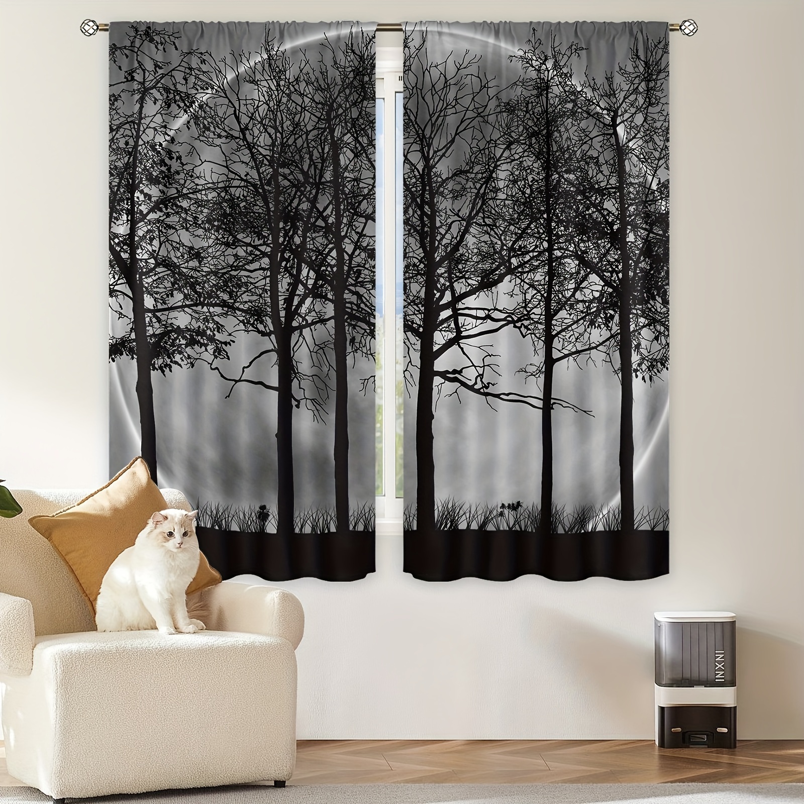 Black Forest Tree Curtains Tiers Cafe Curtain Rod Pocket Temu United