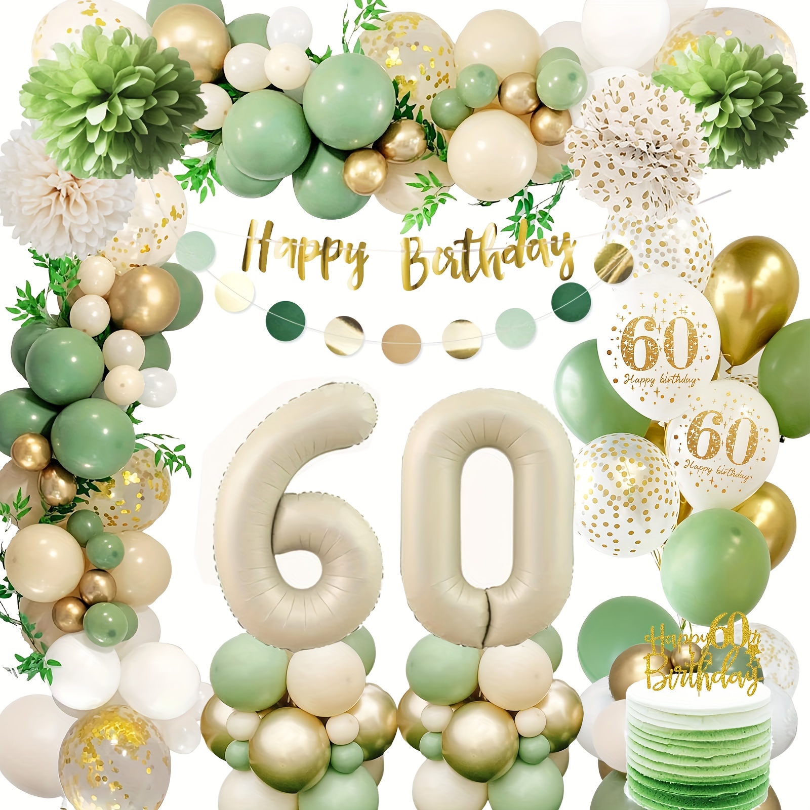 Set, Guirlande De Ballons D'anniversaire Verte, Décorations De