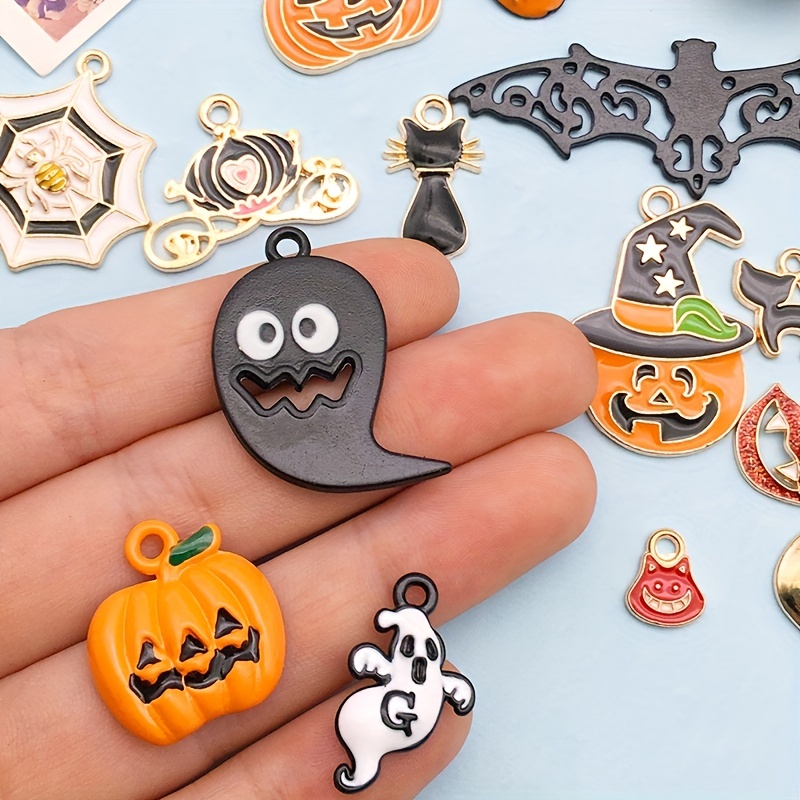 Lot Enamel Halloween Charms Cute Pumpkin Bat Ghost Charms - Temu