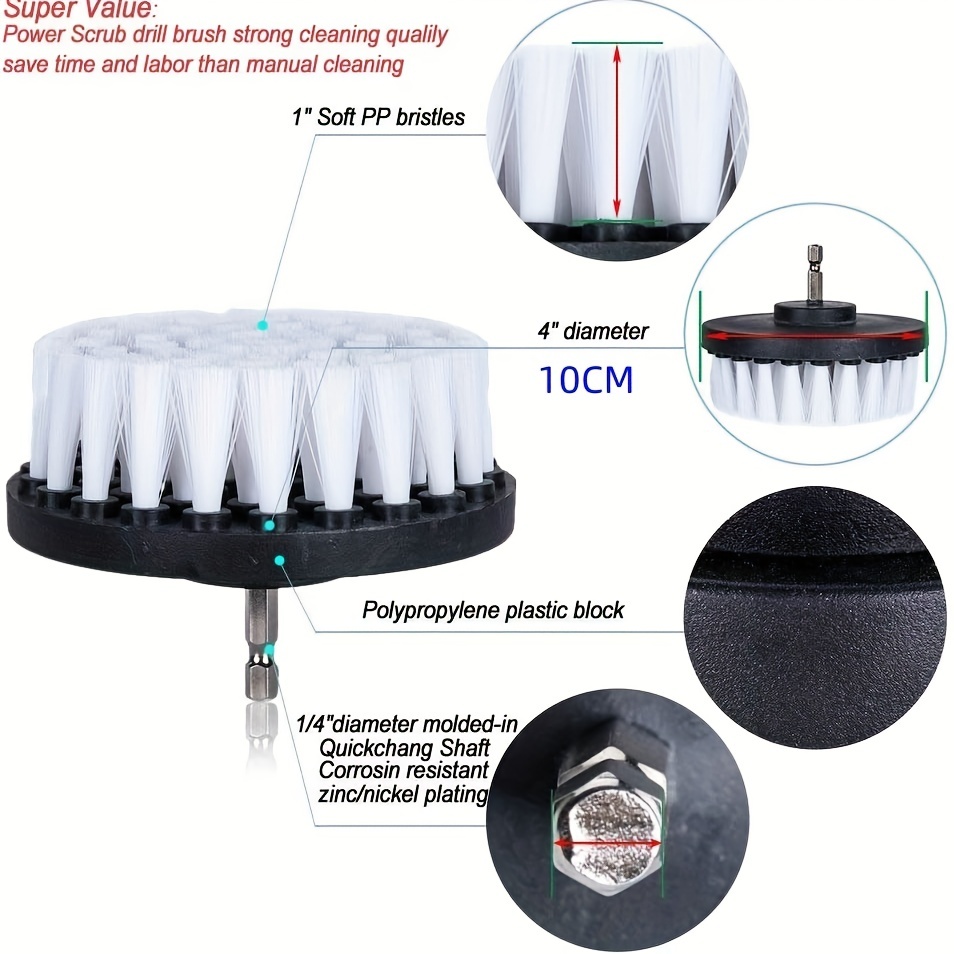 4 Inch 10cm Soft Drill Brush Attachment For Cleaning Carpet