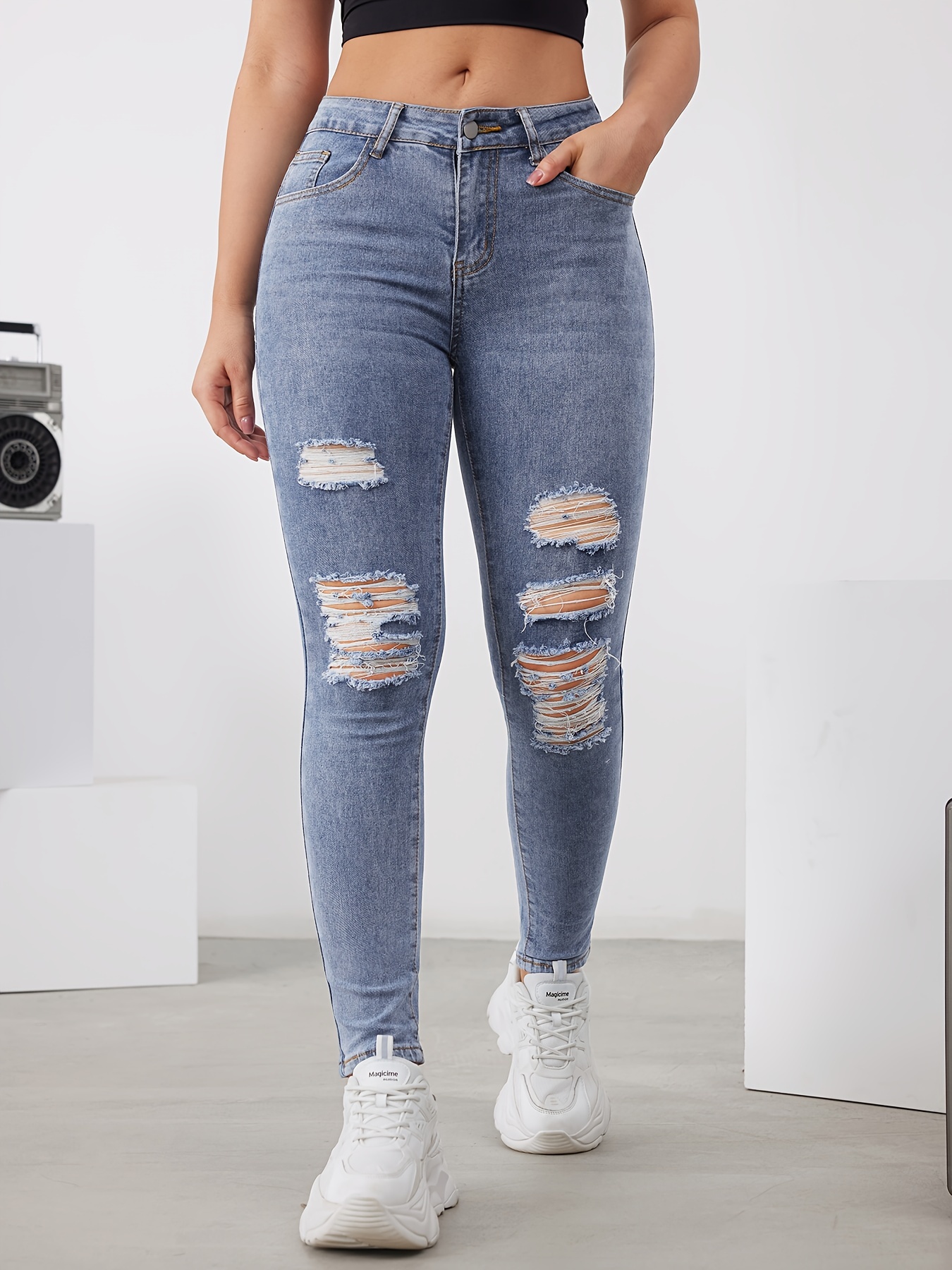 Jeans De Cintura Delgada - Temu