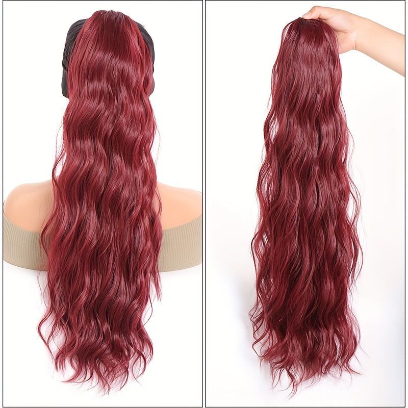 24-Inch Long Water Wave Drawstring Ponytail Synthetic Hair Extensions