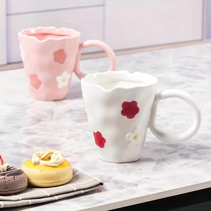 1pc, Heart Shaped Coffee Mug, Ceramic Coffee Cups, Cute Irregular Water  Cups, Summer Winter Drinkware, Valentine's Day Gifts