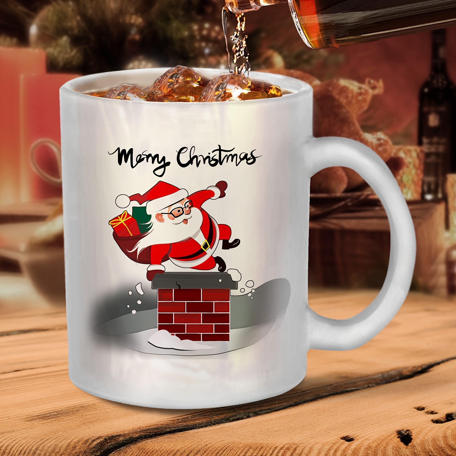 Las tazas de cristal de la Navidad de 360ml personalizaron la taza de café  del té de los vidrios de la etiqueta con el mayorista de la manija