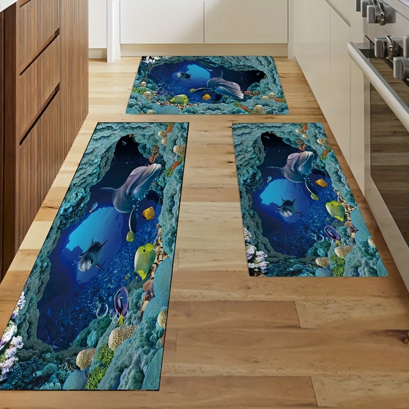 Tapis de sol 3d pour les vagues de cuisine tapis absorbant de