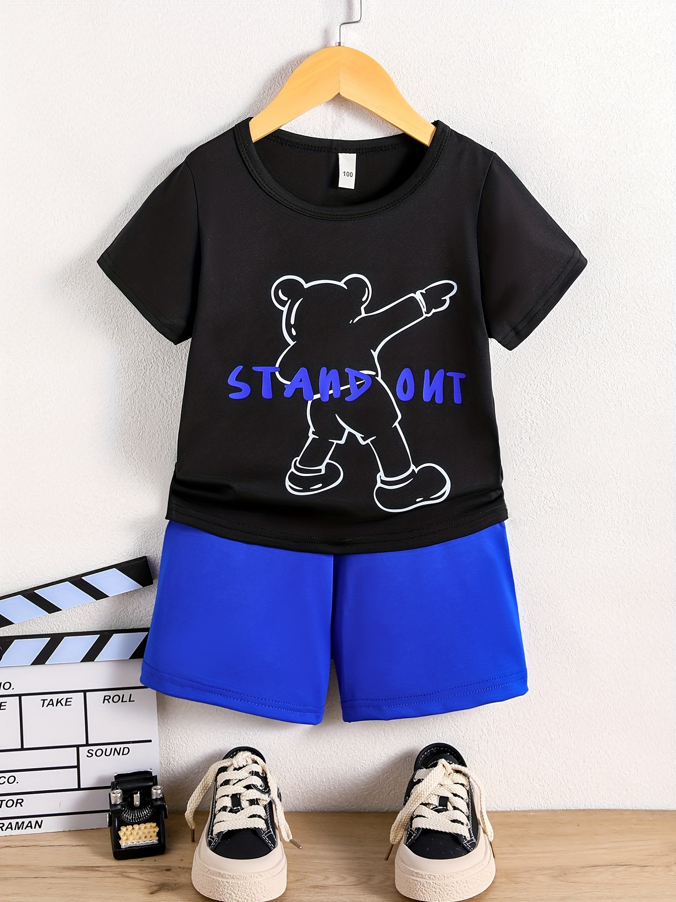 Baby Boys Cute Bear Graphic Print T-shirt & Shorts Set Clothes - Temu