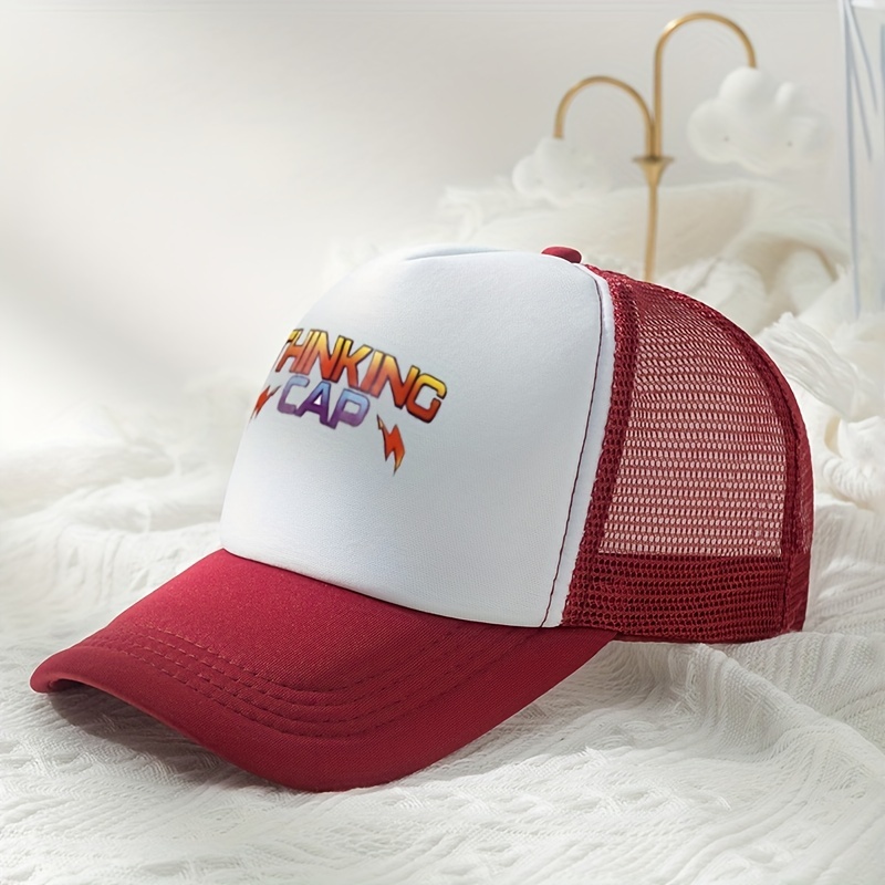 Thinking Printed Trucker Hat Trend Anime Color Block - Temu