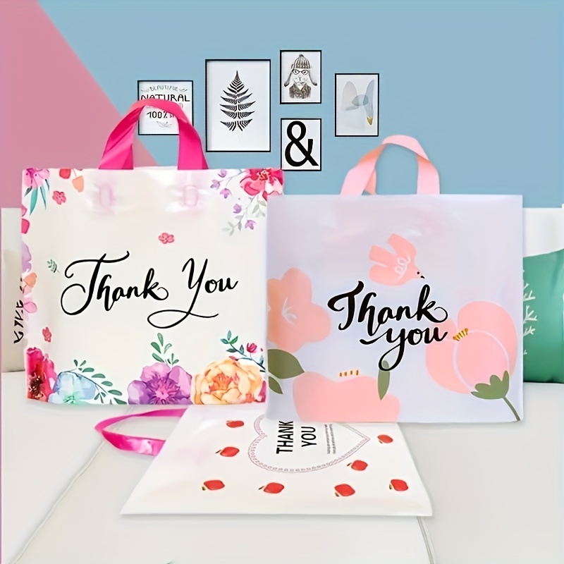 10Pcs Party Favor Plastic Bags, Thank You Bags, Small Goodie Bags for Kids,  Merchandise Bags for Small Business, Goody Bags for Weddings, Christmas