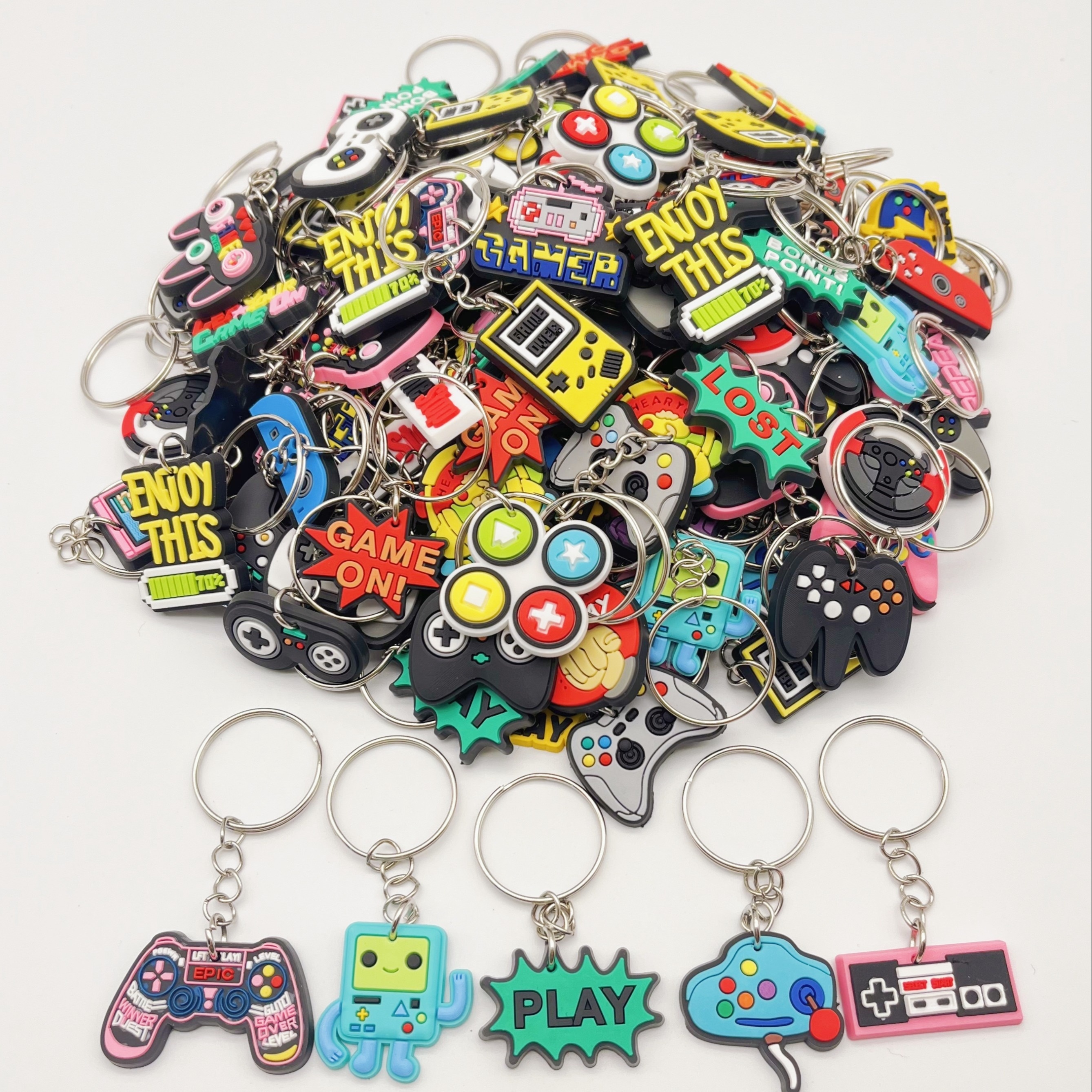 

10/20pcs Cute Cartoon Game Controller Keychain Pvc Key Chain Ring Bag Backpack Charm Party Favors Women Men Gift