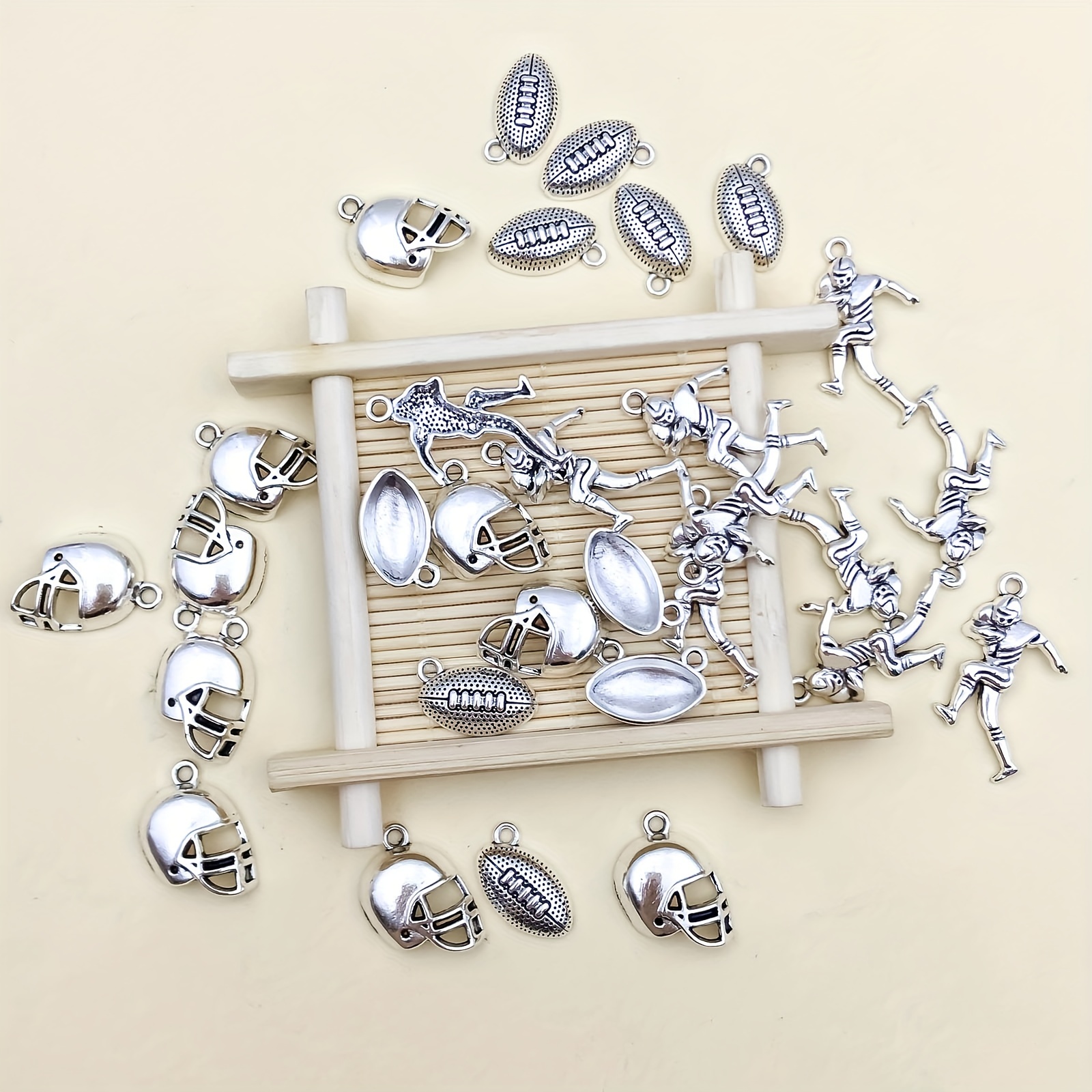  30pcs Ball Games Sports Charm,Basketball Football Volleyball  Baseball Rugby Soccer Charms Pendents for DIY Bracelet Necklace Earring  Jewelry Making Findings