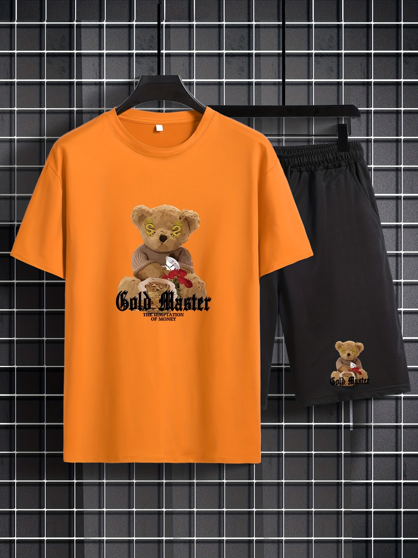 Bear Toy ''gold Master'' Print Men's Outfits Casual T shirt - Temu