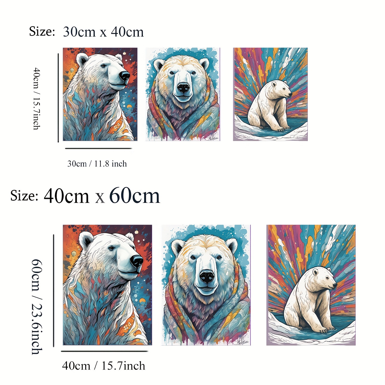 Canvas Poster Modern Art Temu Art Bear - White Animal Wall Polar