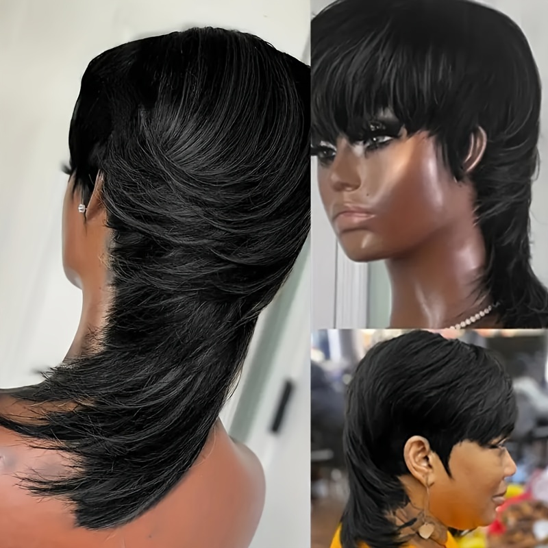 Mullet Wig Women Synthetic Hair Pixie Cut Wigs Women Shaggy Temu