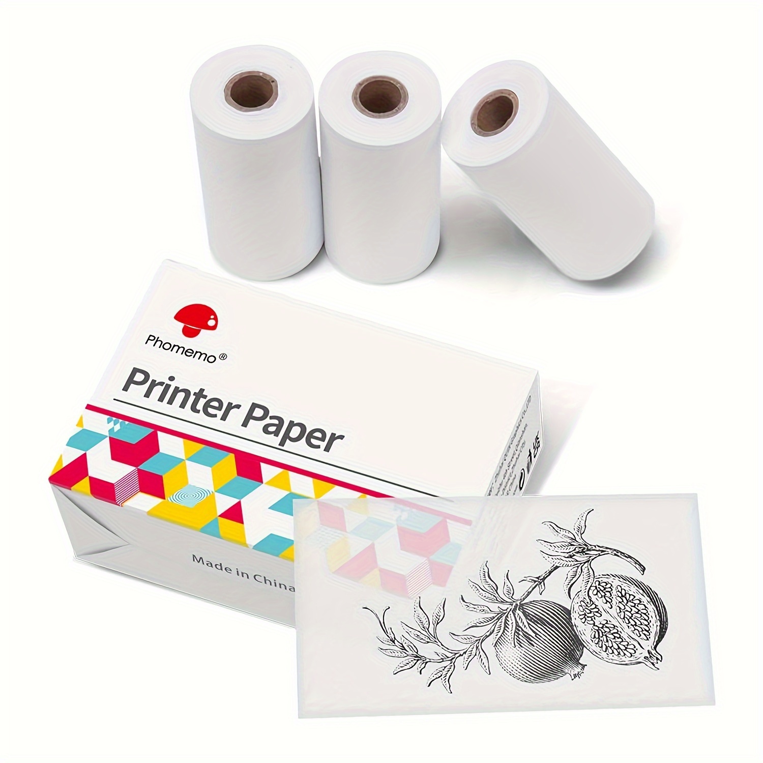 3 Rolls Phomemo Semi-transparent Sticker Thermal Paper, Self