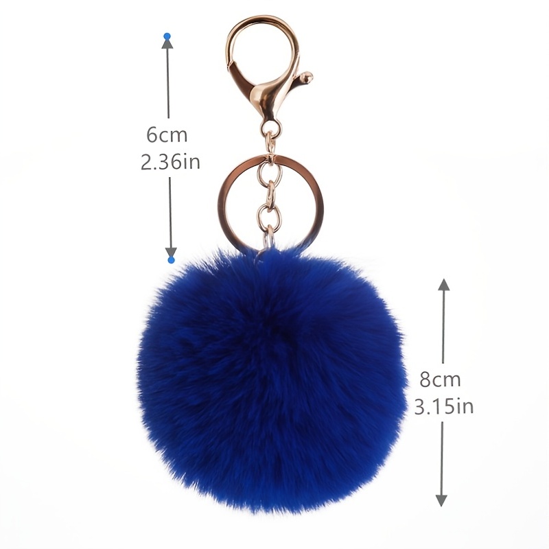 Soft Artificial Rabbit Fur Keychain Plush Ball Key Ring Cute Pom Pom Bag  Charm for Women Girls Porte Clef Pompon De Fourrure