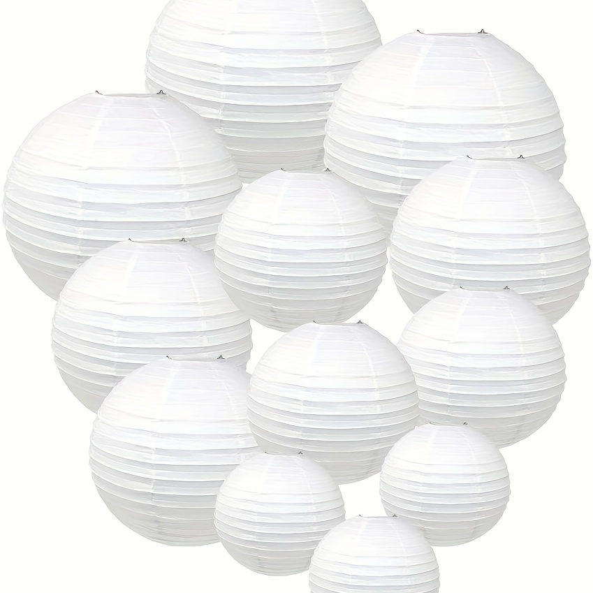 White Paper Lanterns Chinese Paper Lanterns Round White - Temu