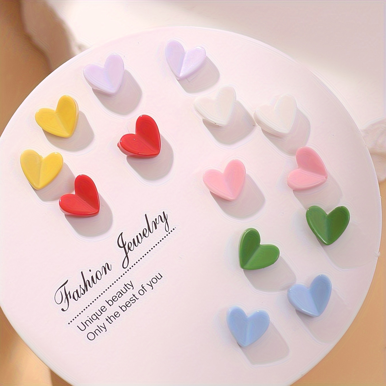 

7 Pairs Set Of Multi Color Heart Shaped Stud Earrings Elegant Leisure Style Suitable For Women Daily Casual Trendy Gift