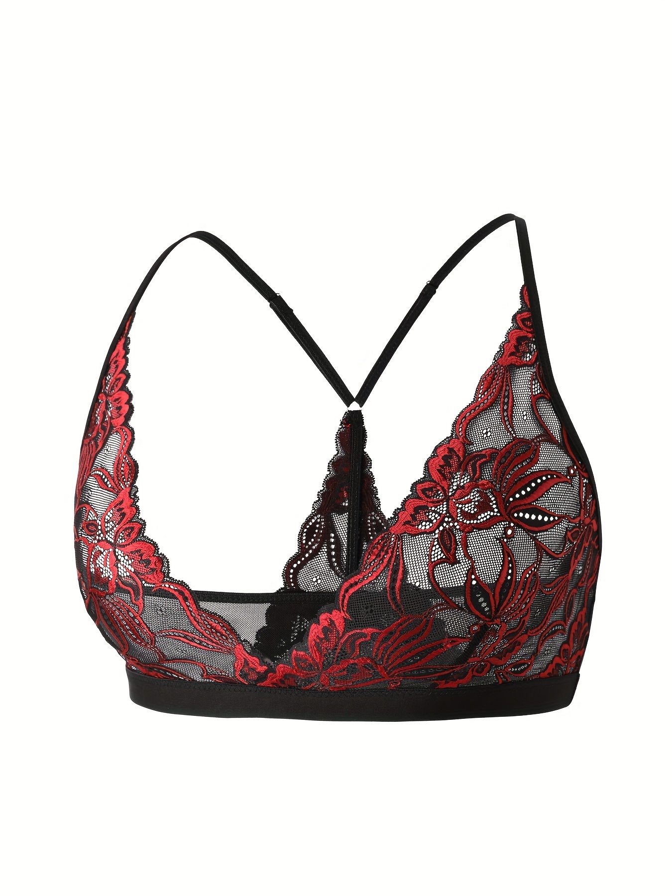Plus Size Sexy Bralette Lingerie for Women Floral Sheer Lace