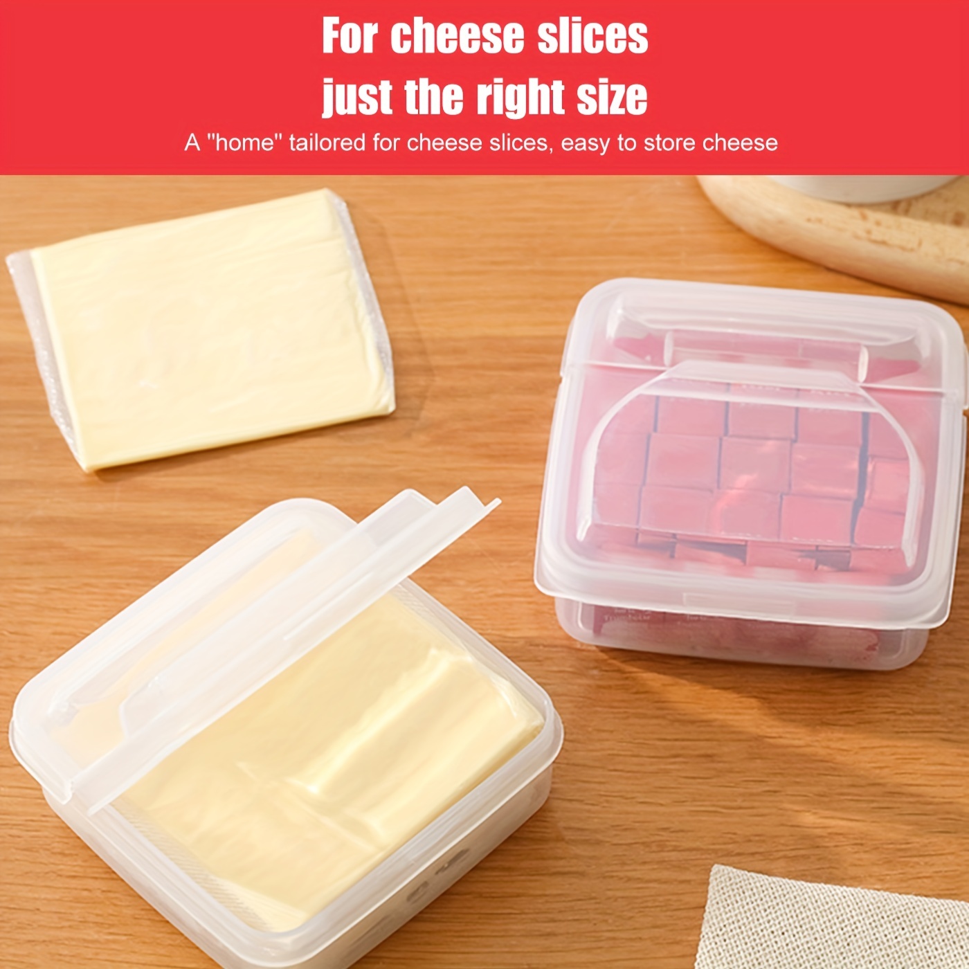 2 Pcs Flip-top Butter Block Cheese Slice Storage Box Portable Refrigerator  Fruit Vegetable Fresh-Keeping Organizer Containers