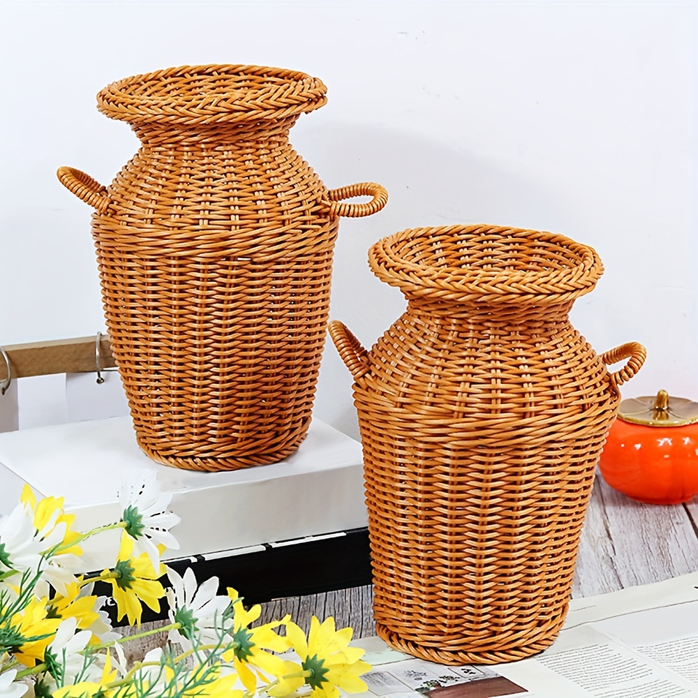 Vaso di vimini intrecciato in Rattan cesto Art Desktop vasi di fiori  decorazione piante vaso di fiori per soggiorno decorazione Home Organizer