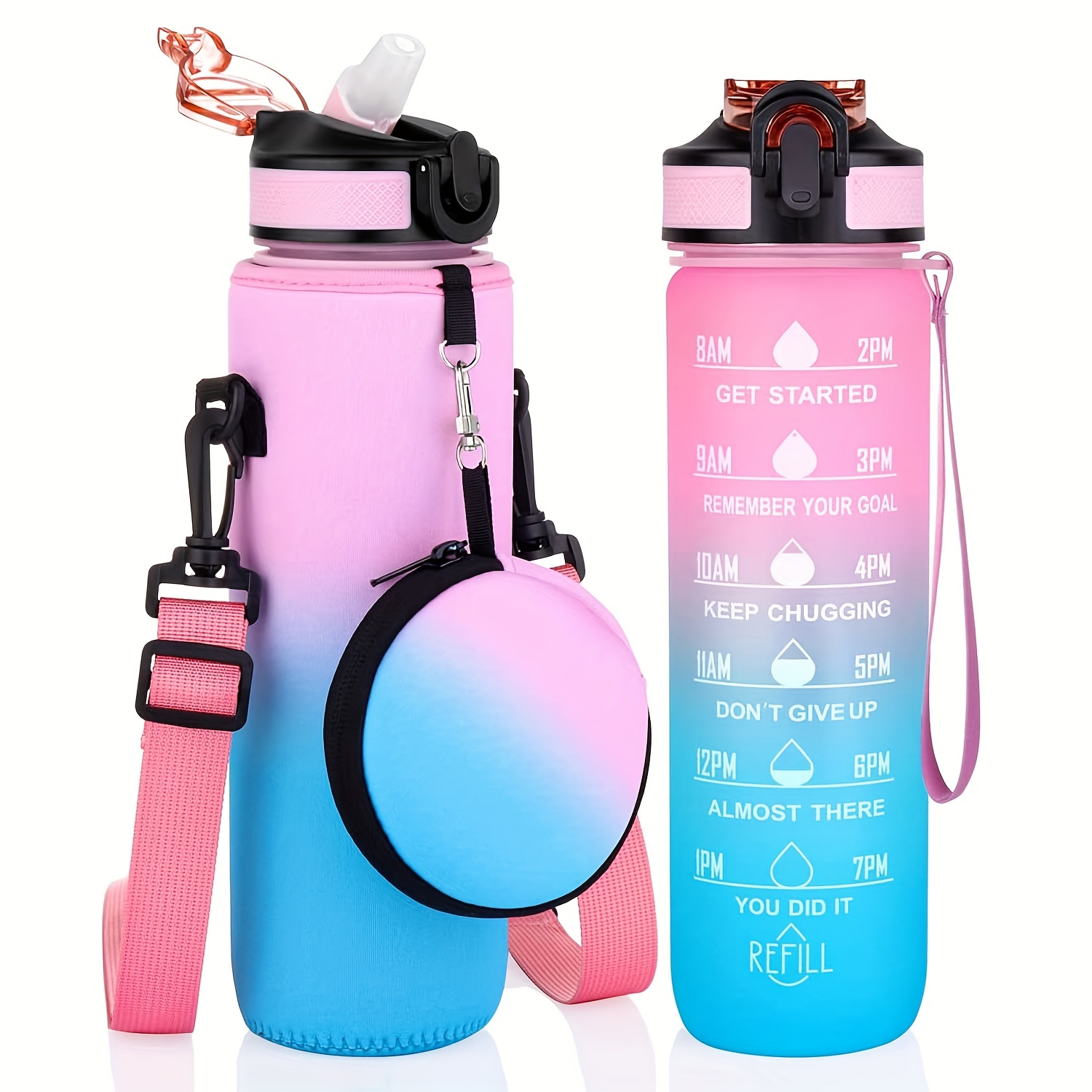 Insulated Neoprene Water Bottle Carrier With Adjustable - Temu