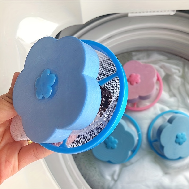 Washing Machine Lint Filter Bag Reusable Floating Net Pouch Household  Flower-shape Sponge Washer Hair Catcher Portable Pet Fur Catcher Hair  Remover To