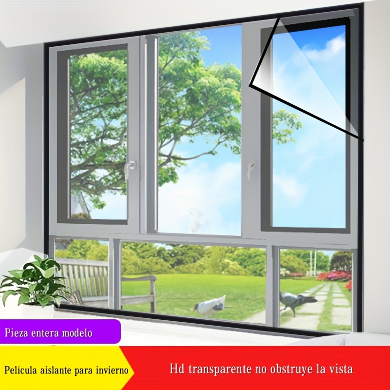 Película aislante de ventana para interiores, envoltura transparente  reutilizable para mantener el frío fuera, cubierta adhesiva de plástico  para
