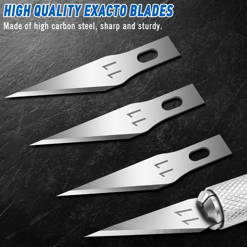 100pcs Exacto Knife Blades, SK5 Carbon Steel #11 Exacto Blades Refill Craft  Art Knife Replacement Blades With Storage Case For Craft, Hobby, Scrapbook