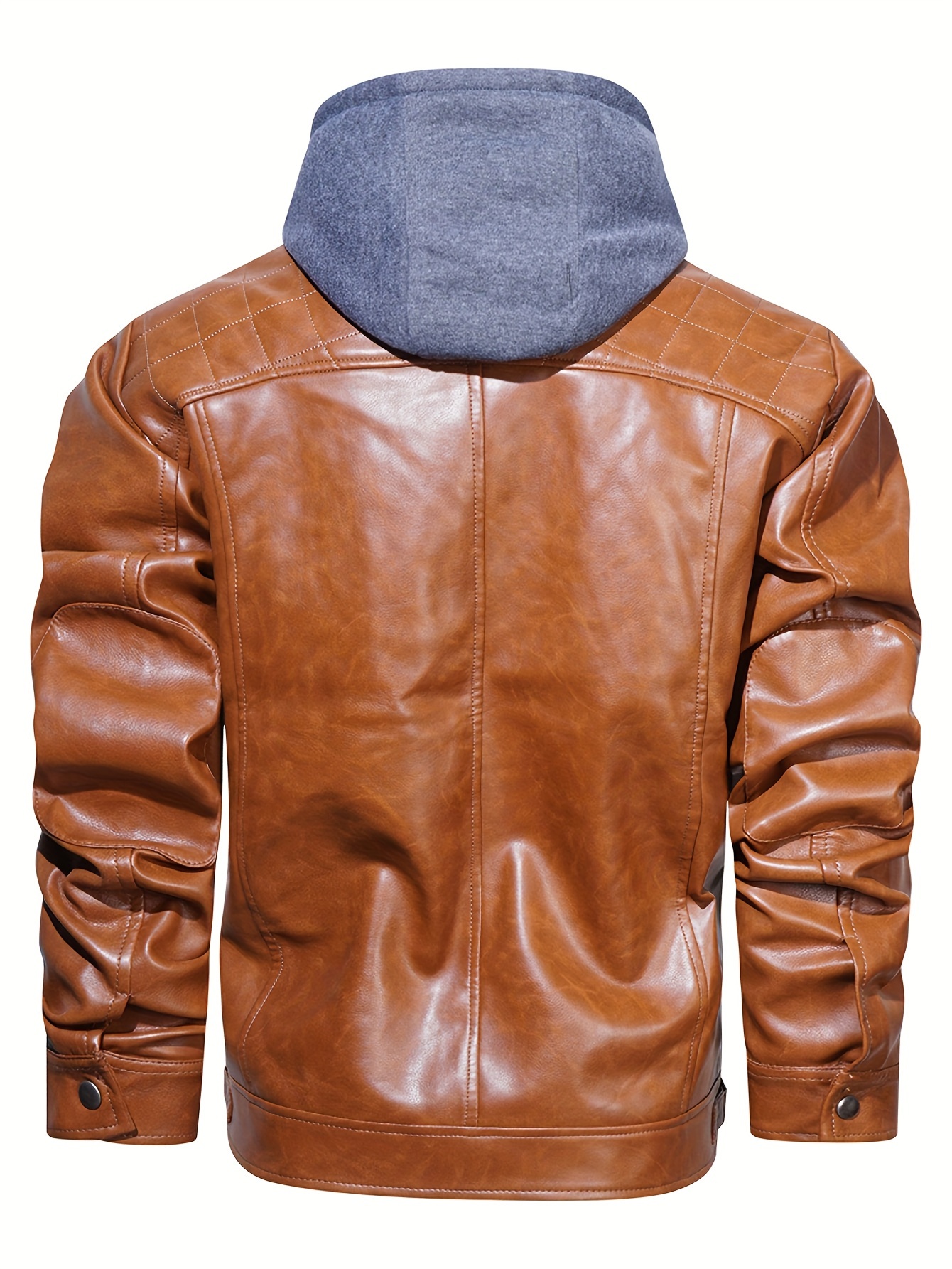 Brown leather jacket with hotsell grey hoodie