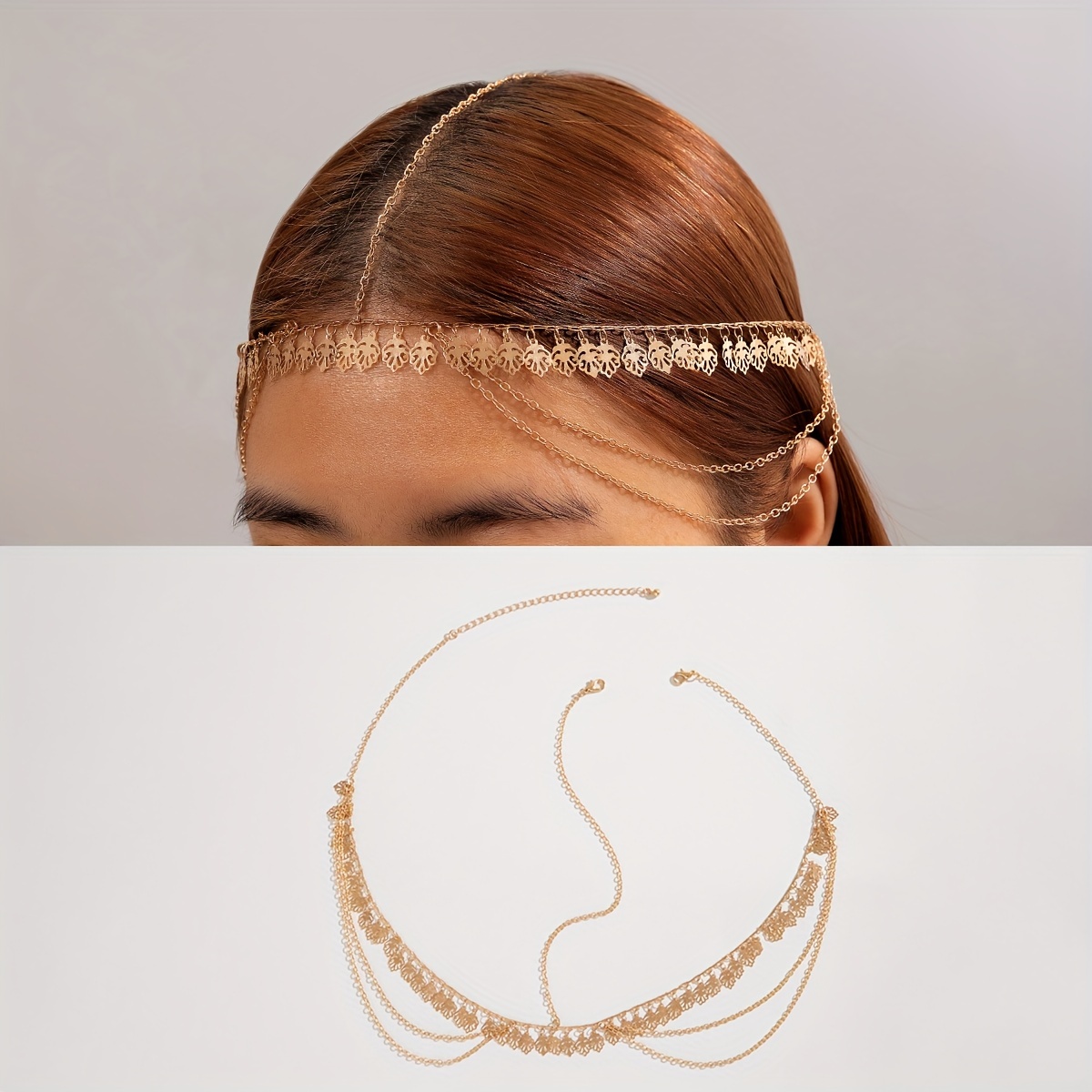 Fashion Women Forehead Jewelry Gold Headband Bridal Head Chain