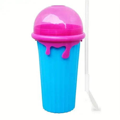 Squeeze Cup With 1 Straw Spoon Slushie Maker Cup Large - Temu