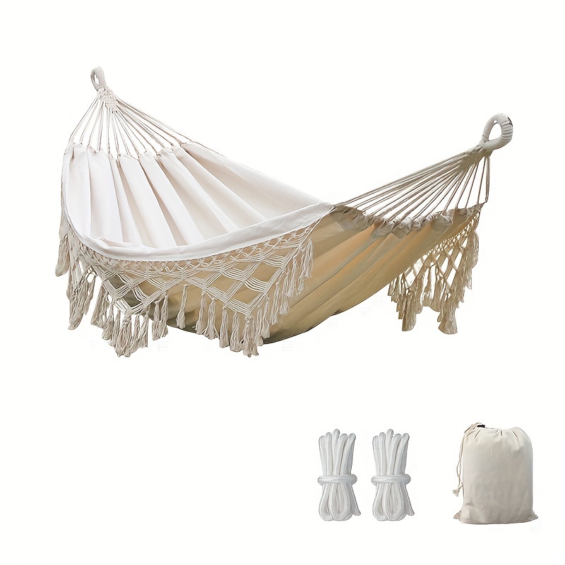 

Brazilian Macrame Fringe Hammock Swing Chair - Double Deluxe 2 Person Net Chair For Indoor/outdoor Use - Perfect For Beach, Yard, Bedroom, Patio, Porch - 200x150cm
