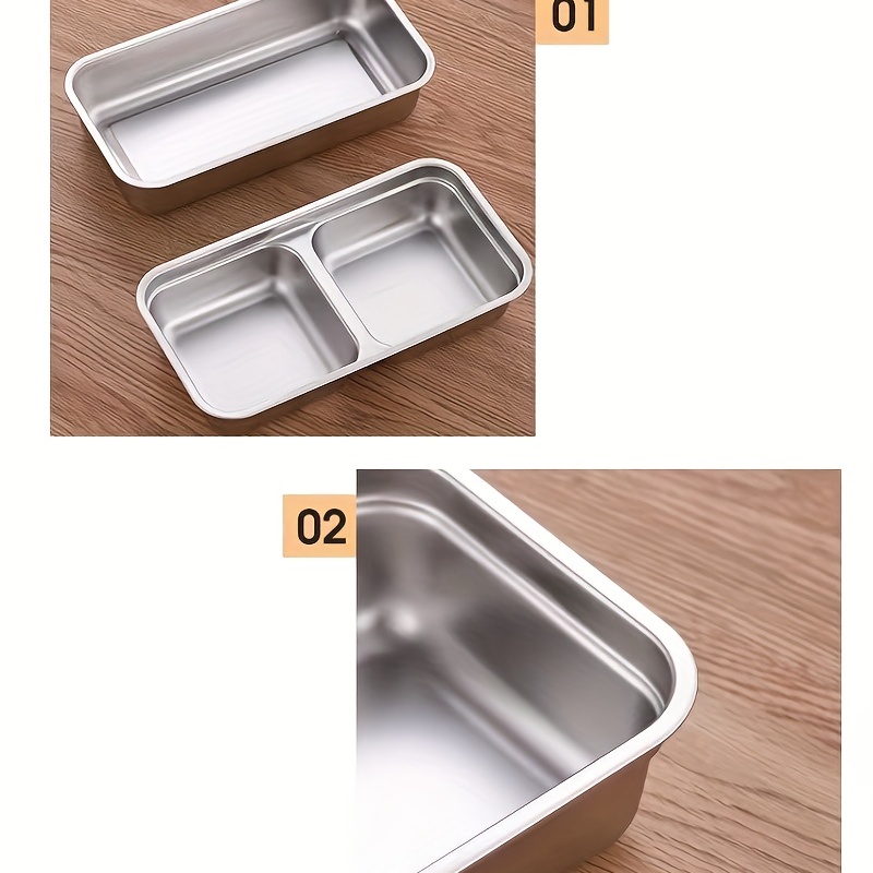 Food Grade Stainless Steel Fresh keeping Box Lid Double Grid Temu
