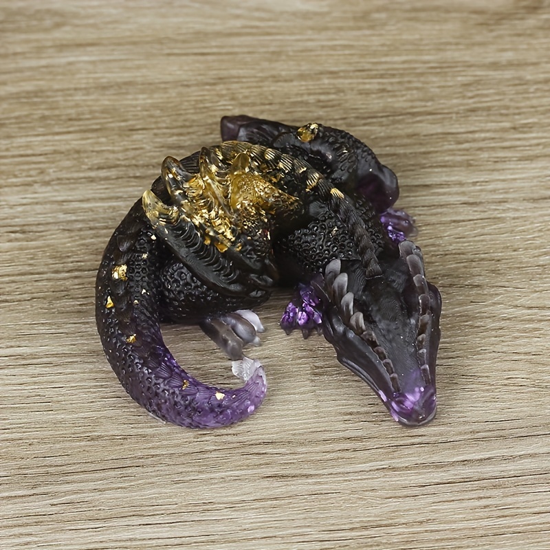 Image of 1pc 3.94inch Crystal Resin Sleeping Dragon Decoration, Tabletop Home Decor Interior Additions, Good Luck, Crystal Gemstone Reiki Gemstone Gift