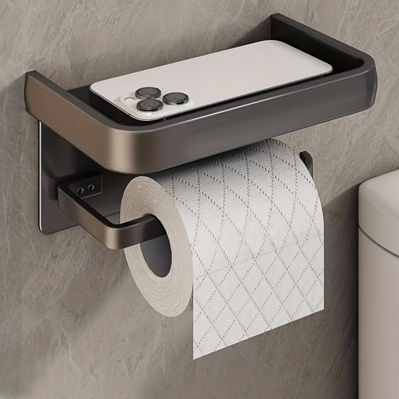 Toilet Tissue Holder With Shelf Wall Mounted Toilet Roll - Temu