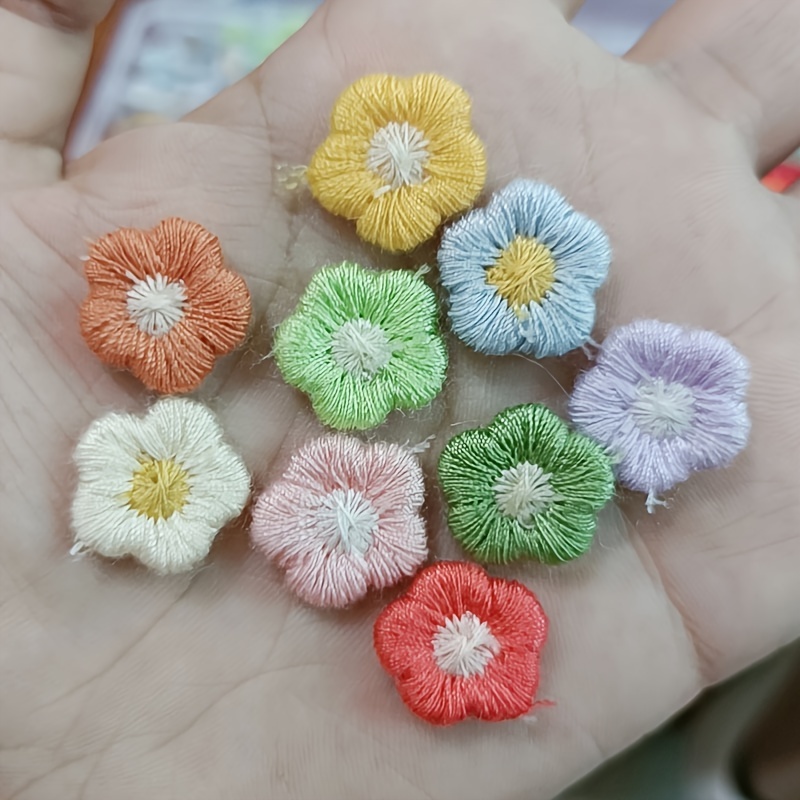 Fresh Small Flower Embroidery Patch Bag Accessories Colorful - Temu