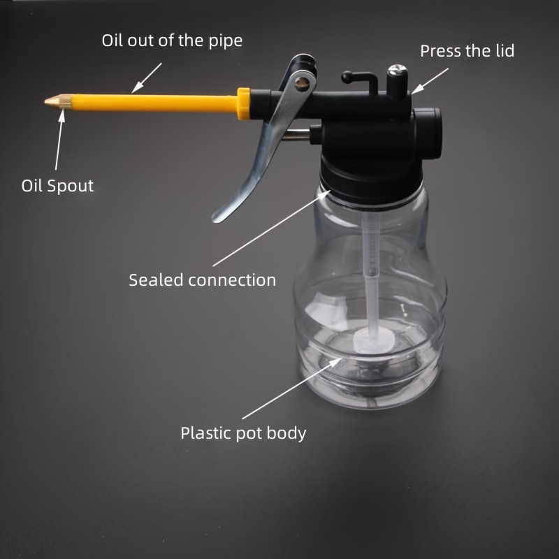 high pressure transparent oil bottle 250ml plastic hose drop resistant copper tip nozzle oil filler oil bottle oil gun