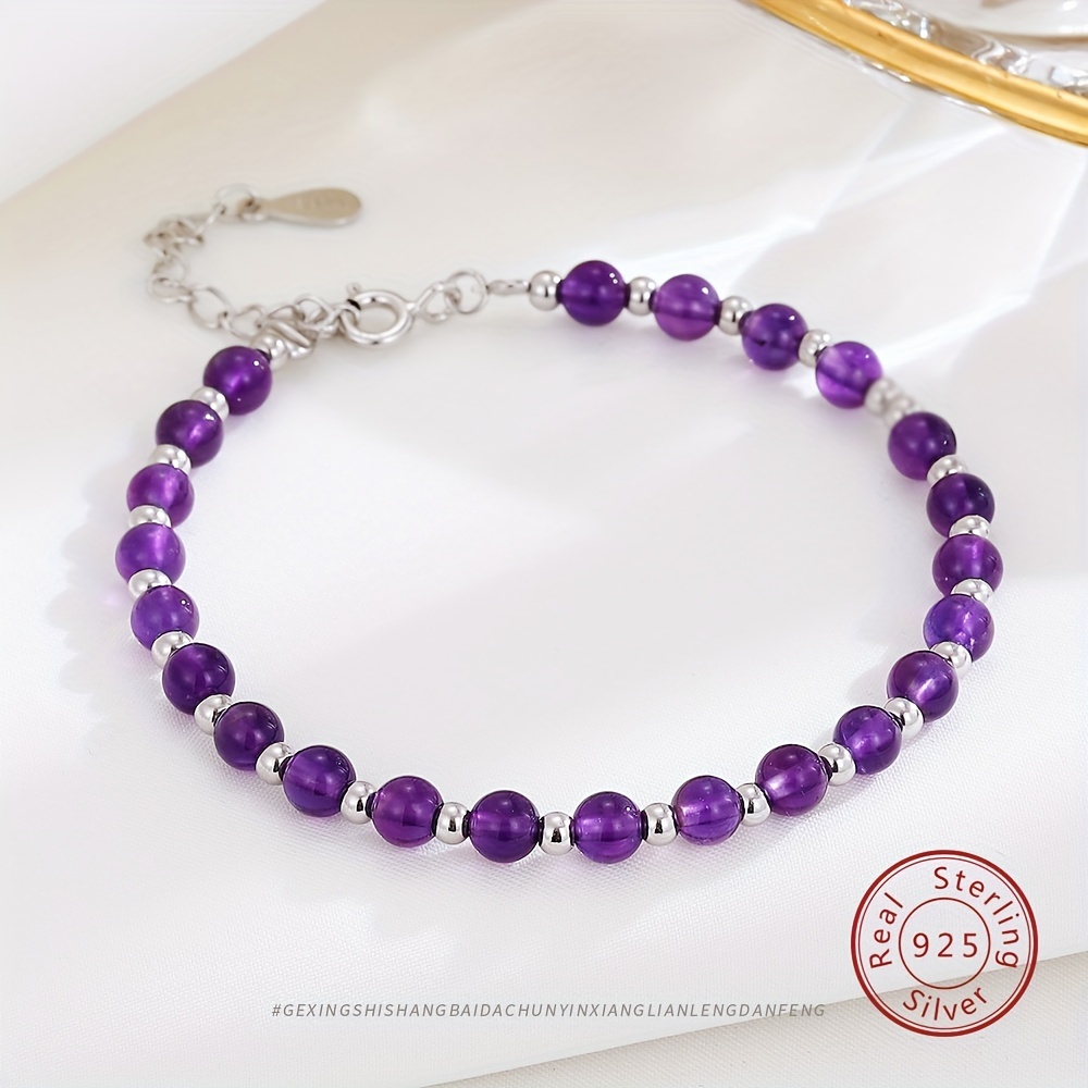 Natural Genuine Purple Amethyst Beads Beaded Crystal Necklace Vintage  Jewelry
