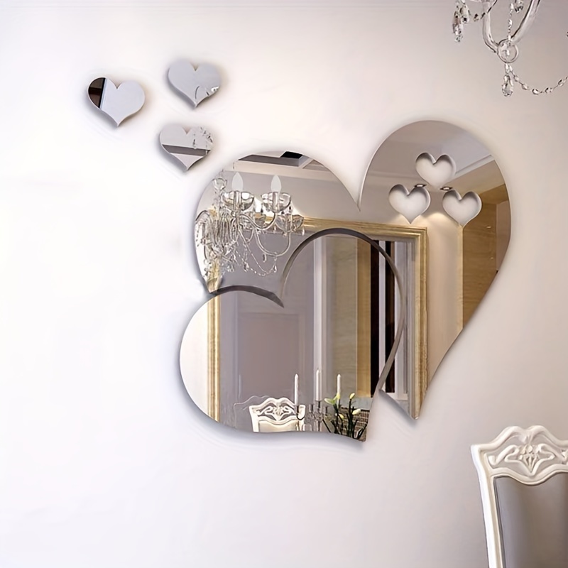 Creatcabin cuore di amore 3d adesivo da parete a specchio acrilico farfalla  specchi decorazione della parete