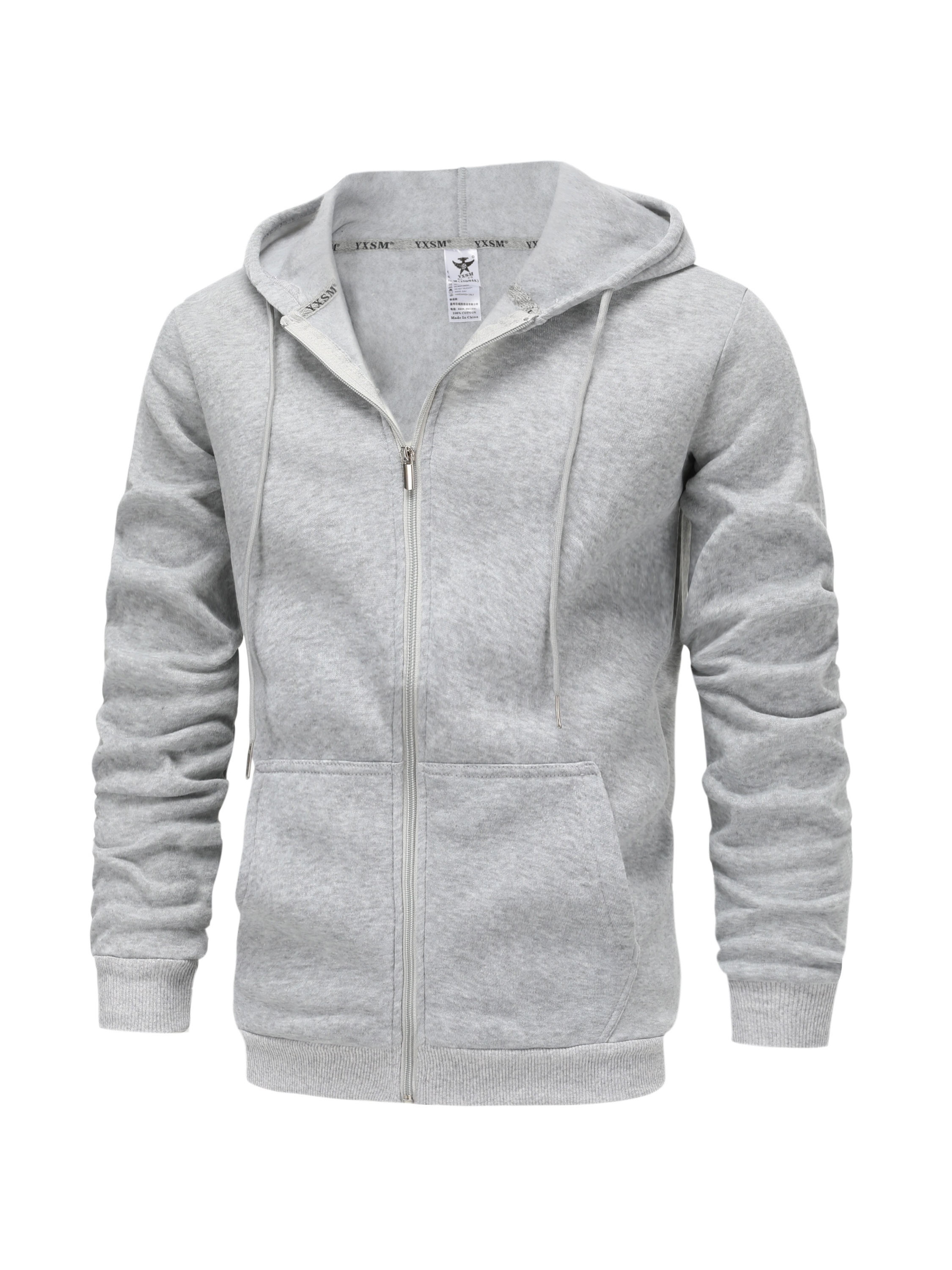 Long Sleeve Men s Casual Zipper Hoodie Kangaroo Pocket Temu