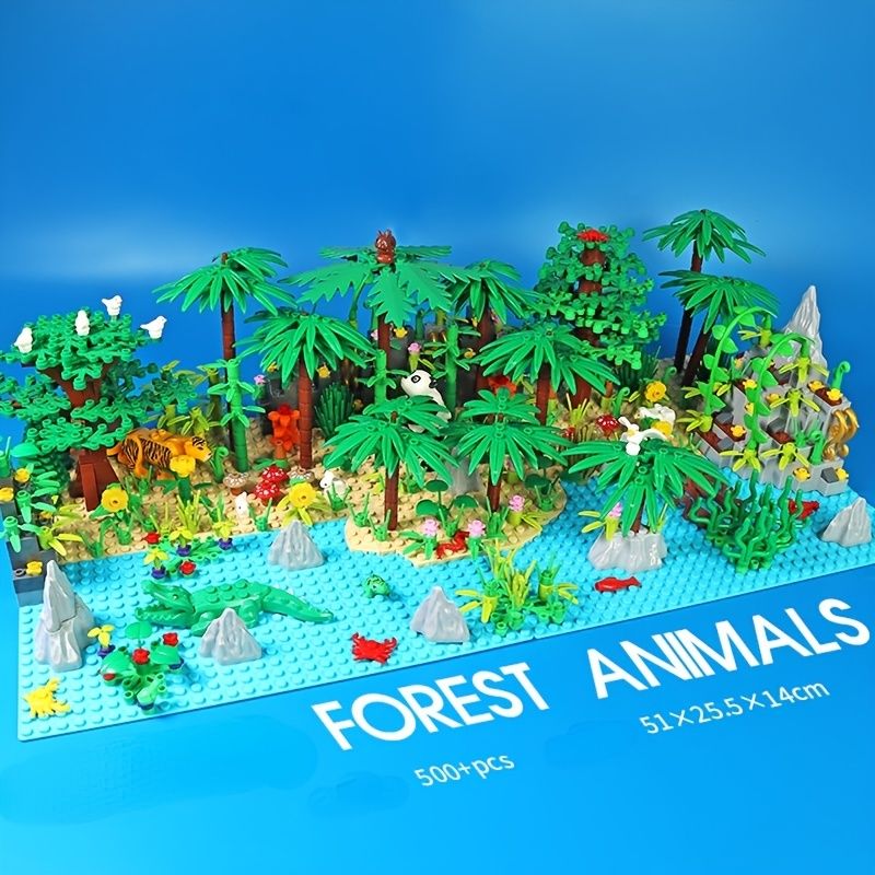 Jungle Wild Animals Building Blocks Moc Toys For Boys Kids Compatible City  Forest Trees House Bricks Baseplate Kids Montessori - Toys & Games - Temu  Canada