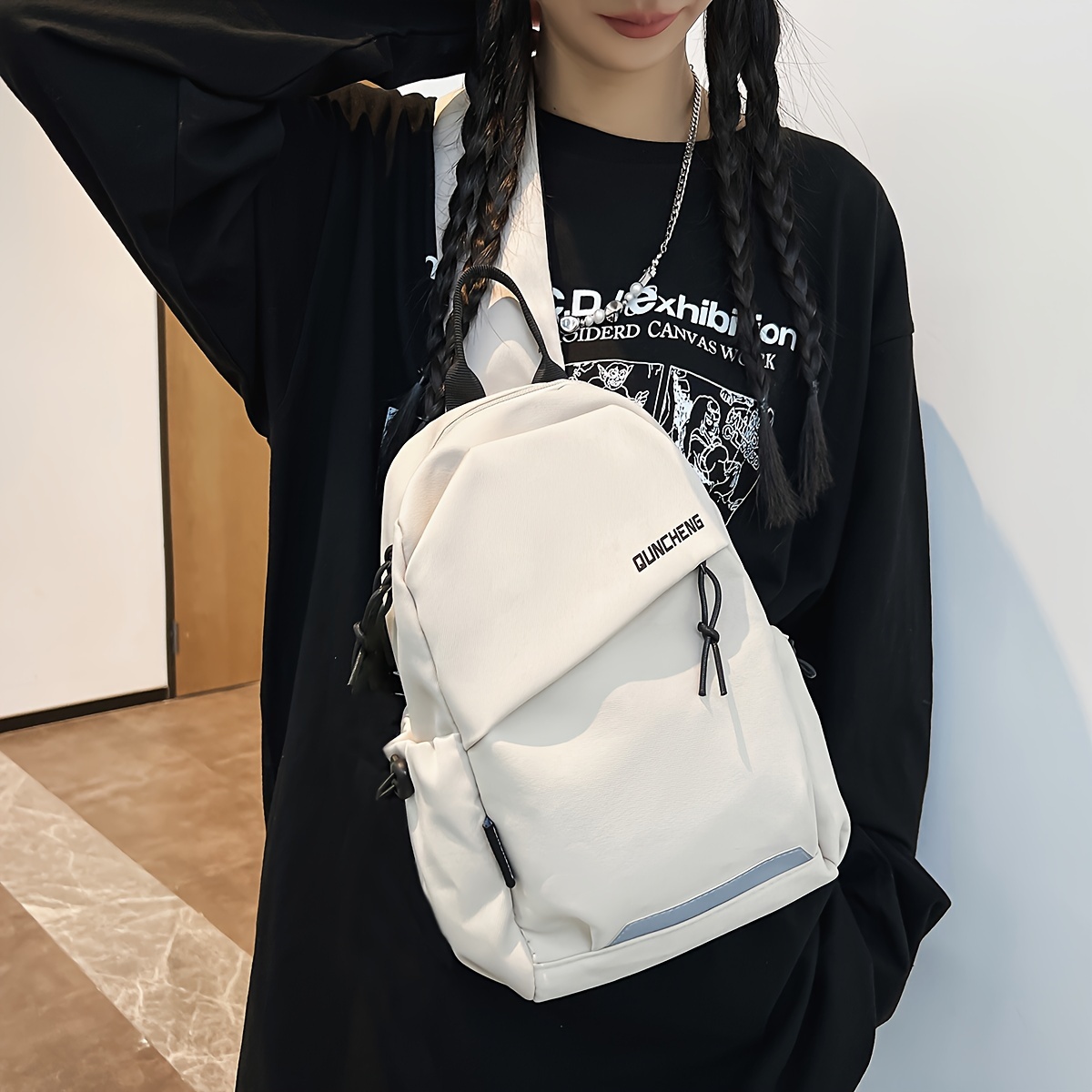 

Trendy Sling Backpack, Letter Graphic Crossbody Bag, Simple Chest Bag For Outdoor Sport Travel
