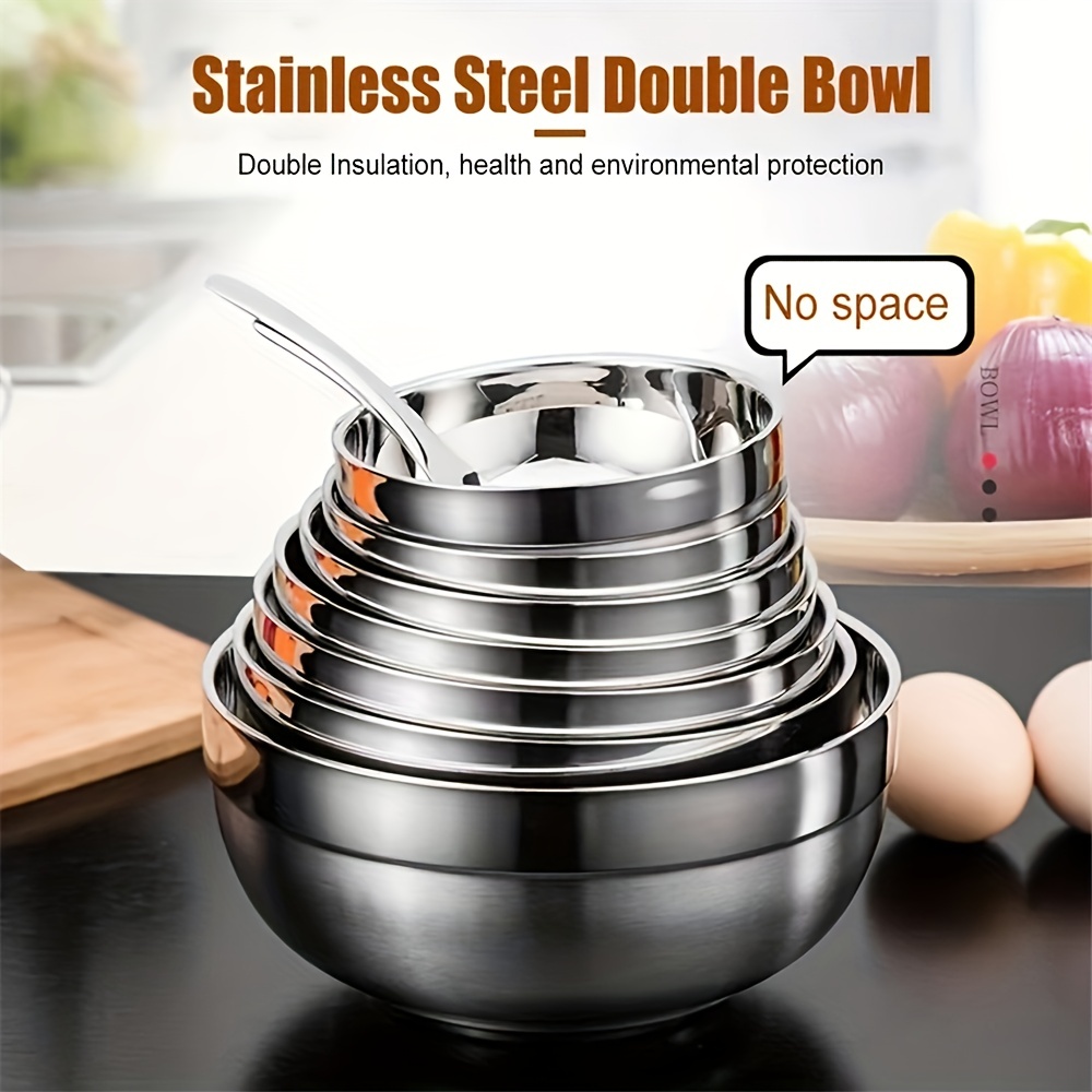 Stainless Steel Bowl, Household Heat Insulation Instant Noodle Bowl, Reusable  Salad Bowl, Washable Soup Bowl, Multifunctional Bowl With Lid, Kitchen  Supplies, Kitchen Stuff, Tableware - Temu