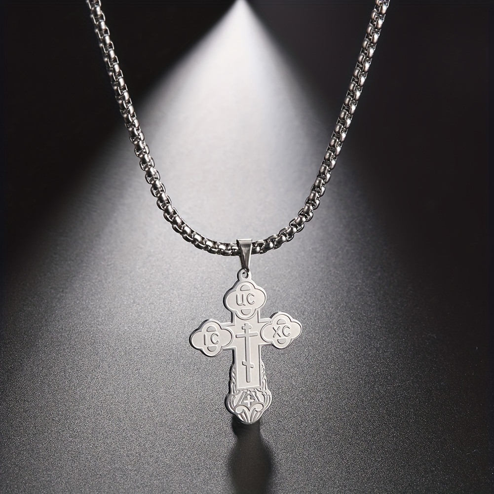 Classic Cross Pendant Stainless Steel Necklace Chains