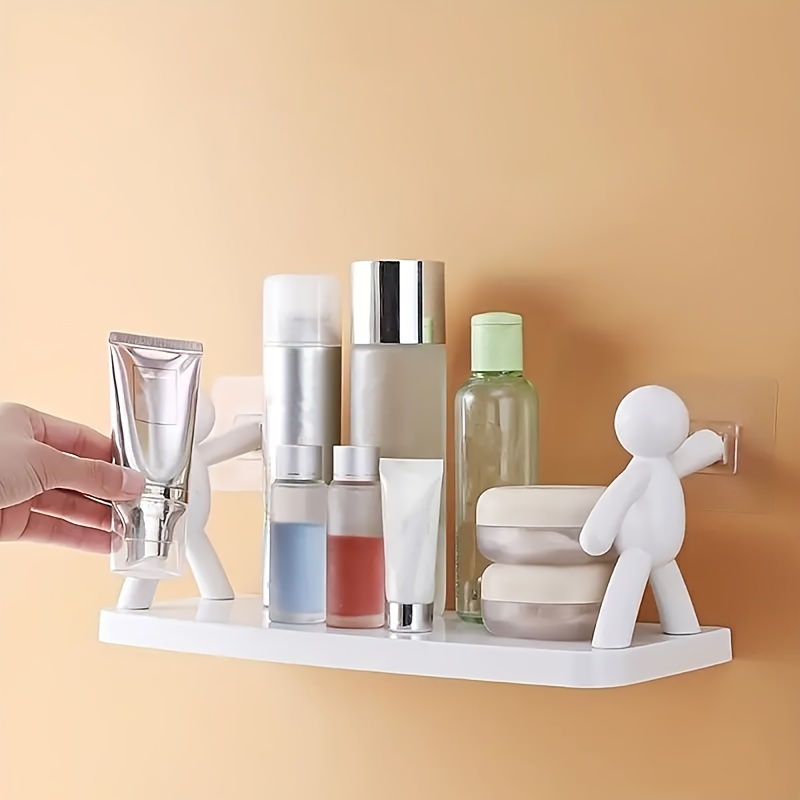 Bathroom Storage Shelves Cute White Doll Naughty Shelves Shelf Self-adhesive  Bathroom Cosmetics Storage Racks - AliExpress